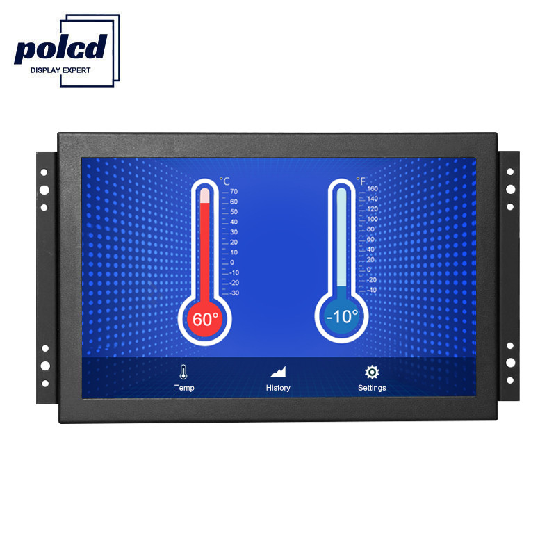 Màn hình TFT màn hình cảm ứng Polcd 10 inch, Màn hình LCD công nghiệp HDMI VGA LED Khung mở