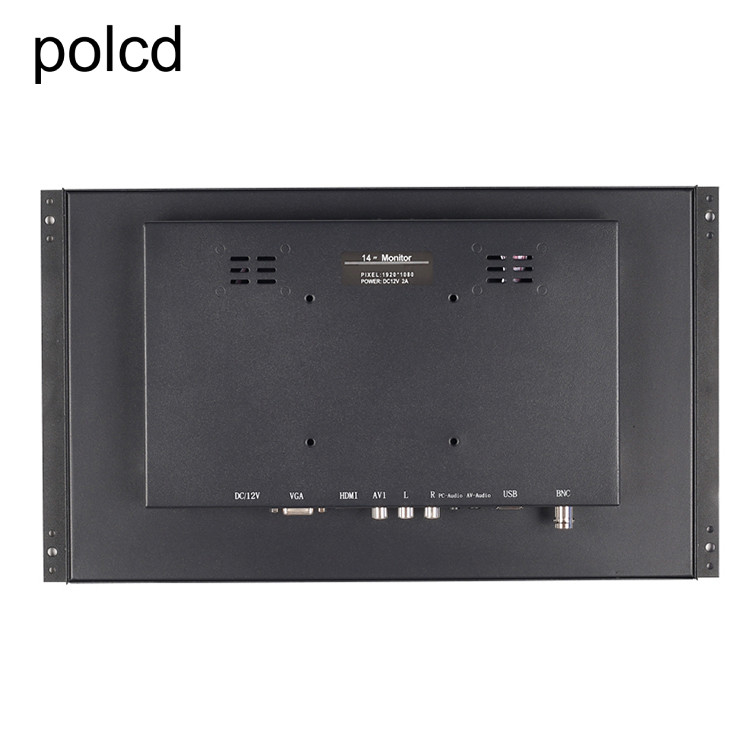 Màn hình LCD công nghiệp vỏ kim loại Polcd 14 inch Full HD 1920x1080 có khung mở