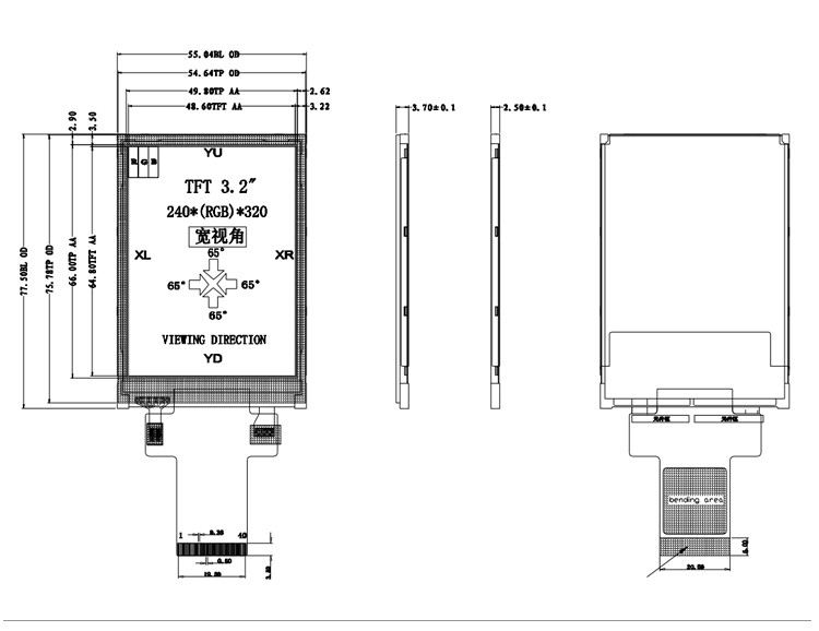 Polcd 3,5 inch 240x320 kích thước pixel màn hình TFT nhỏ 320x480 ILI9488 Driver IC