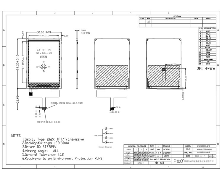 Màn hình cảm ứng LCD màu Polcd 2.8