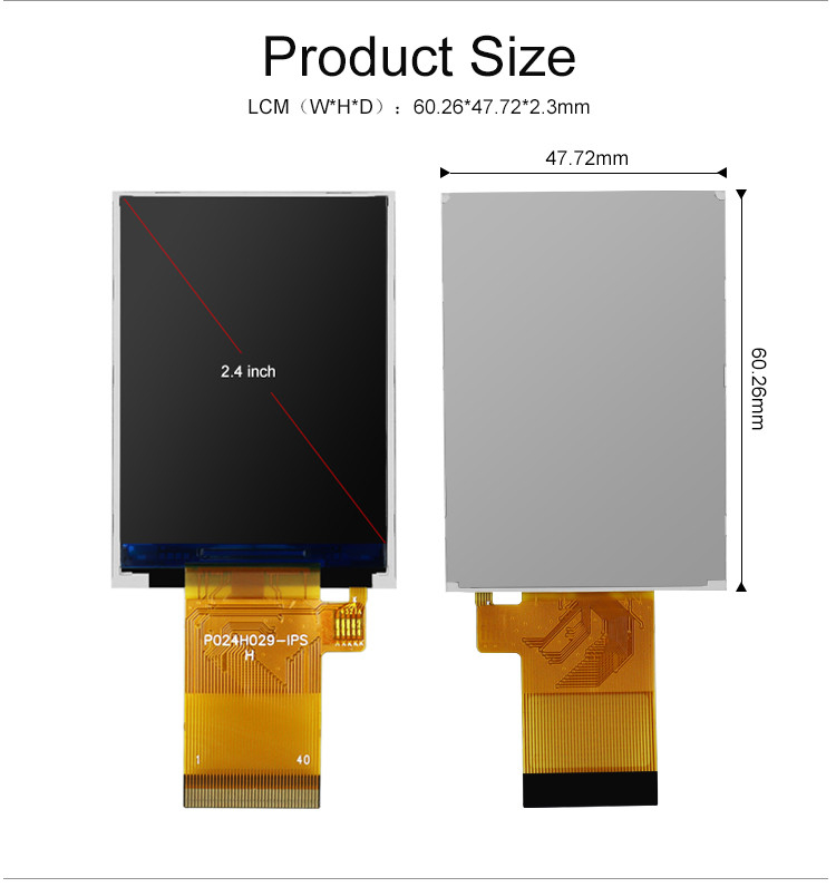 Màn hình cảm ứng Polcd 350 Nit 2,4 inch Tft 240x320 48,96mm Màn hình LCD giao diện MCU RGB