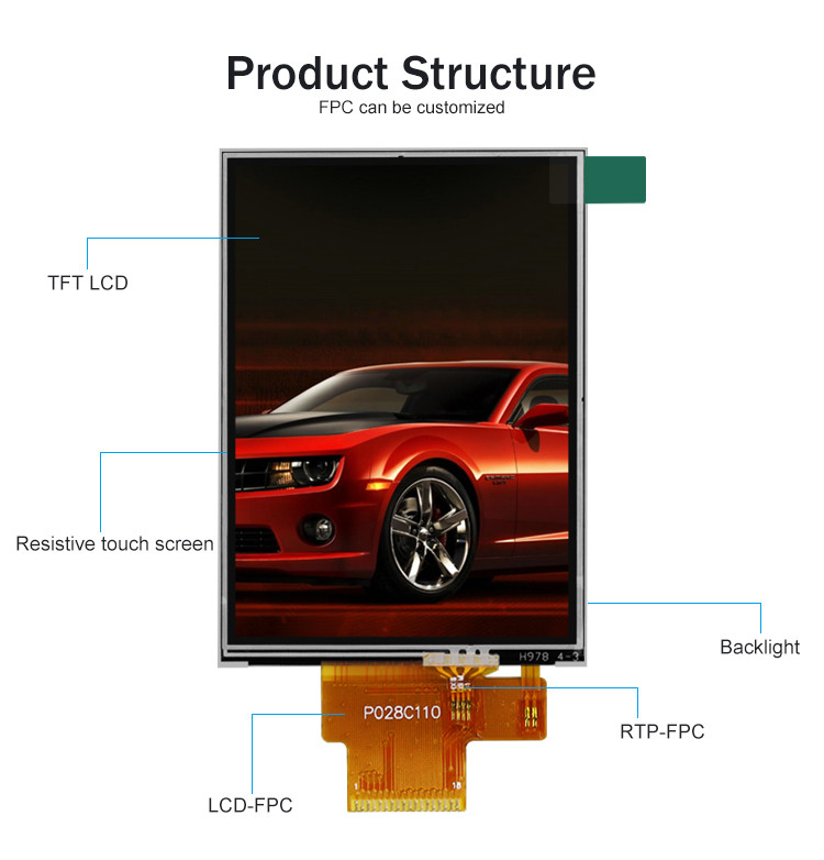 Polcd 260 Nit 240x320 Lcd 2,8 inch ST7789V Bảng điều khiển cảm ứng Lcd 4 dây SPI