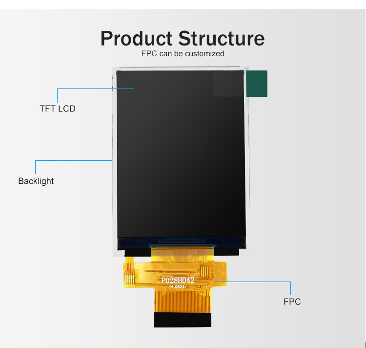 Polcd MCU 8 Bit 2.8 Mô-đun LCD 57.6Mm Màn hình hiển thị màn hình cảm ứng Modul 12 0'CLOCK