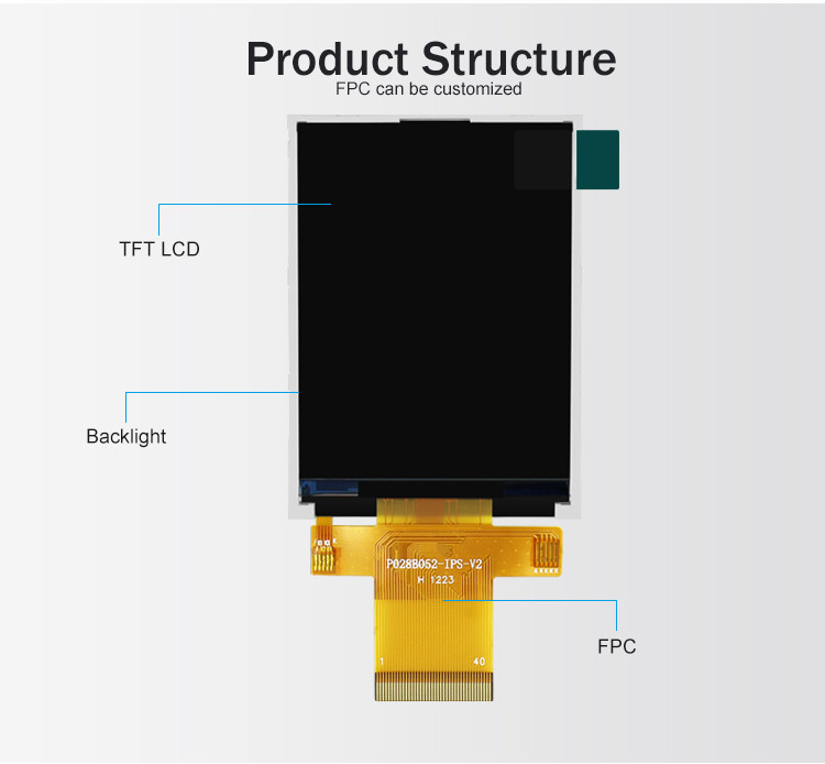 Polcd MCU 9 BIT Màn hình LCD Tft 2,8 inch Màn hình màu Tft 240X320 Thương mại
