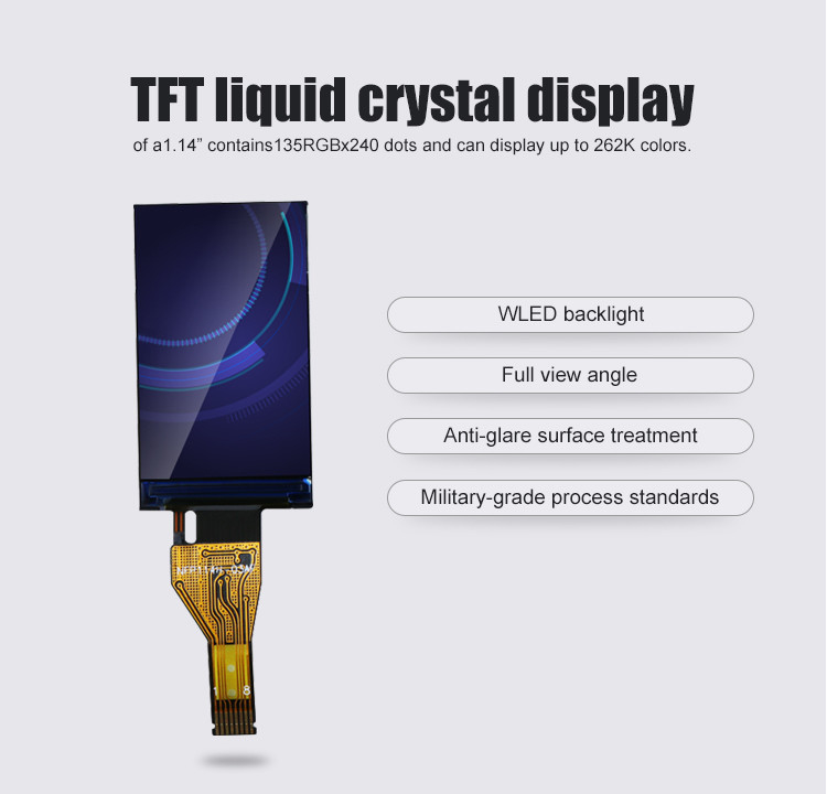 Polcd 1.14 Inch 550 nit Độ sáng IPS Screen St7789v 135X240 Tft Color Display