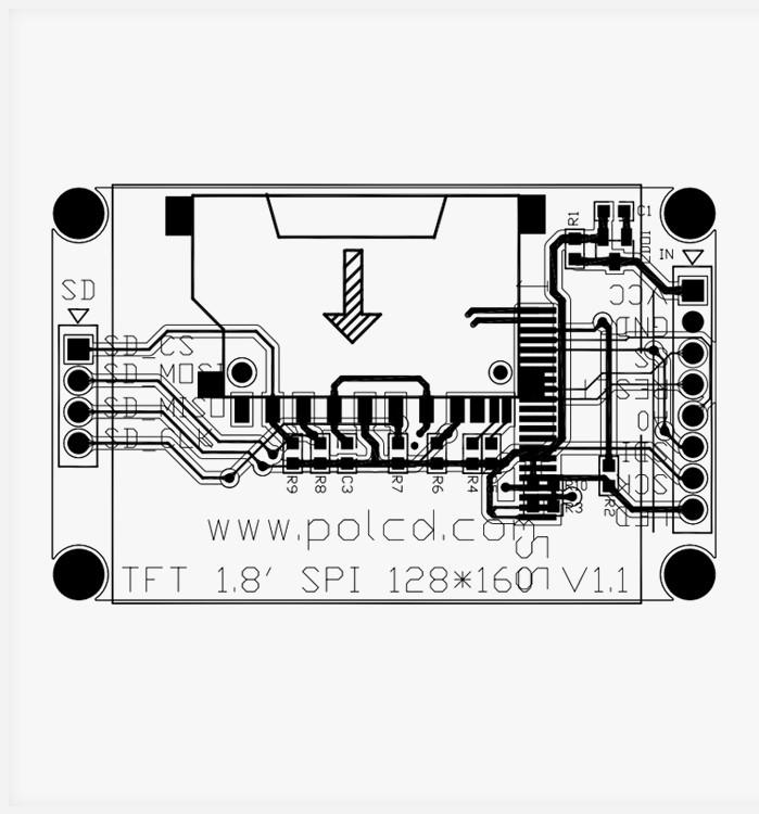 Polcd ST7262 1.77 Inch 24 Bit Màn hình cảm ứng LCD 128X160 TFT 300 Nit