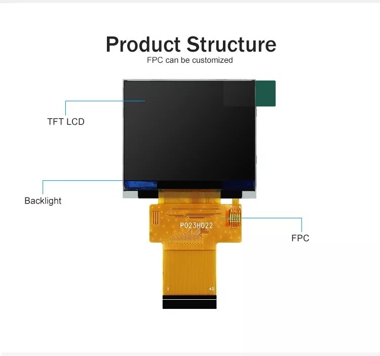 Polcd Đen 320*240 RGB TFT Display 18 Bit Độ sáng cao 2.31 inch LCD Panel