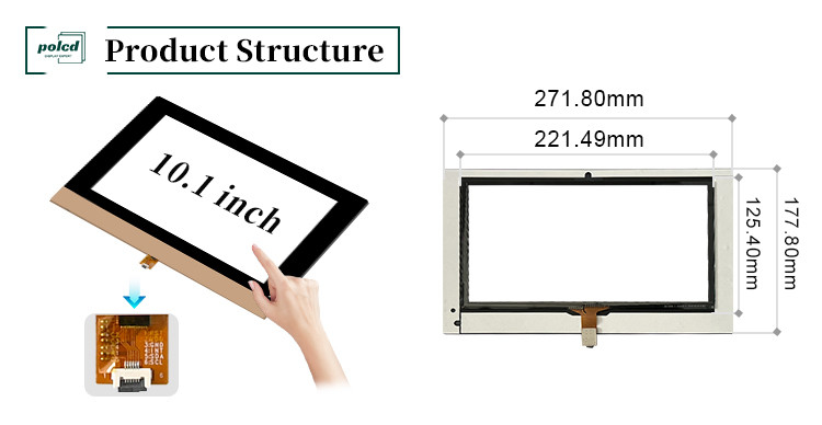 Polcd Custom 10,1 inch CTP 16:9 GT911 GG Màn hình cảm ứng kính trong suốt Bảng cảm ứng dung lượng