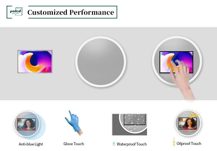 Polcd 8 inch Multitouch Mirror Glass Display Công nghiệp tùy chỉnh Capacitive LCD Touch Screen Panel