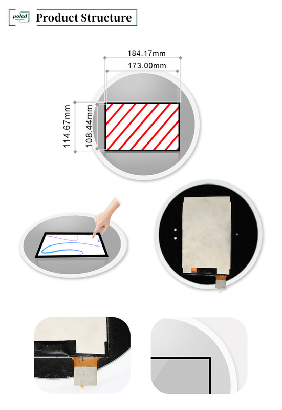 Polcd 8 inch Multitouch Mirror Glass Display Công nghiệp tùy chỉnh Capacitive LCD Touch Screen Panel