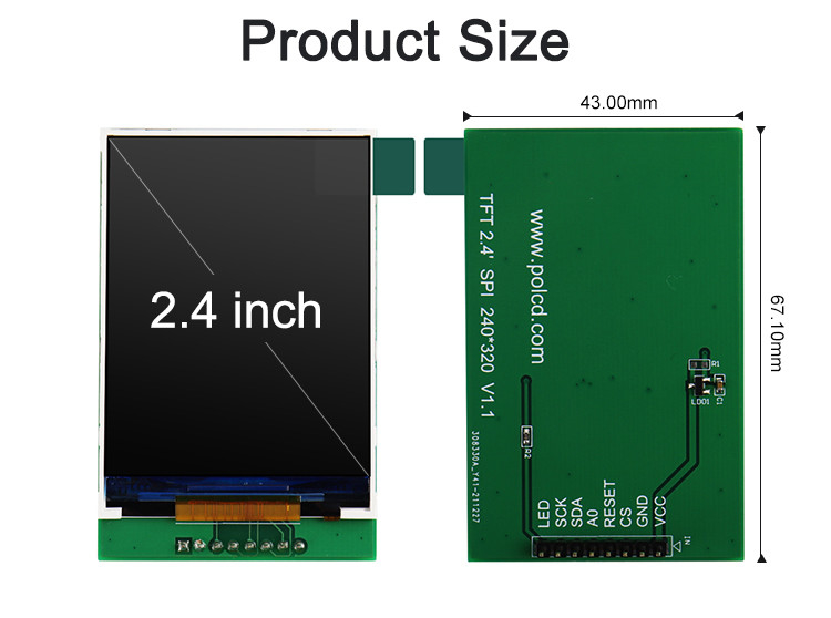 Polcd RoHS Màu 262K Lcd Tft 2.4 Inch ST7789V2 Bảng điều khiển cảm ứng Tft