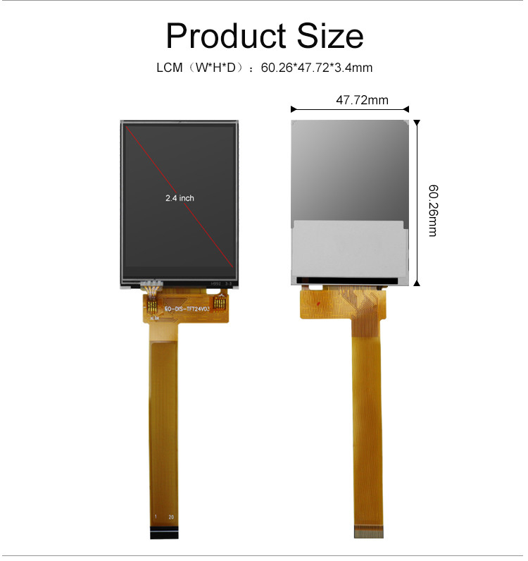 Polcd Black 8080 MCU Màn hình Tft 2,4 inch 8 Bit 2,4 Tft Spi 240x320