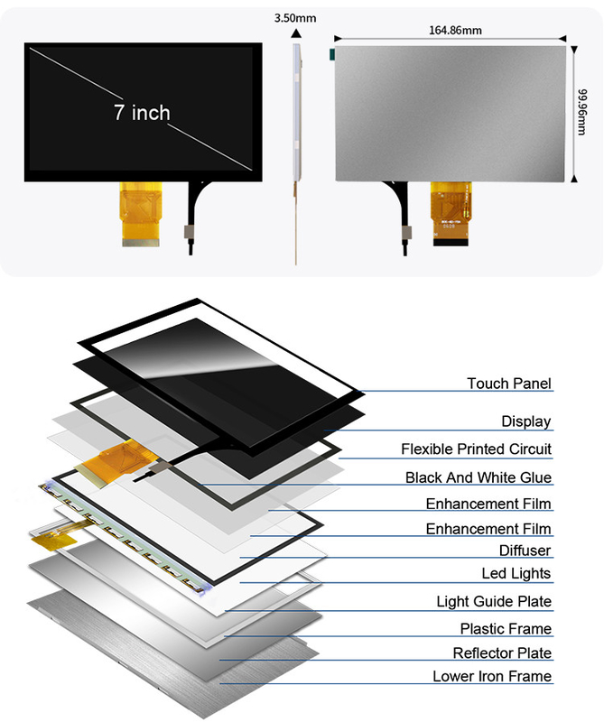 Polcd 7' Tft LCD Panel 800x480 Capacitive Touch Screen RGB giao diện 7 inch LCD Module Display