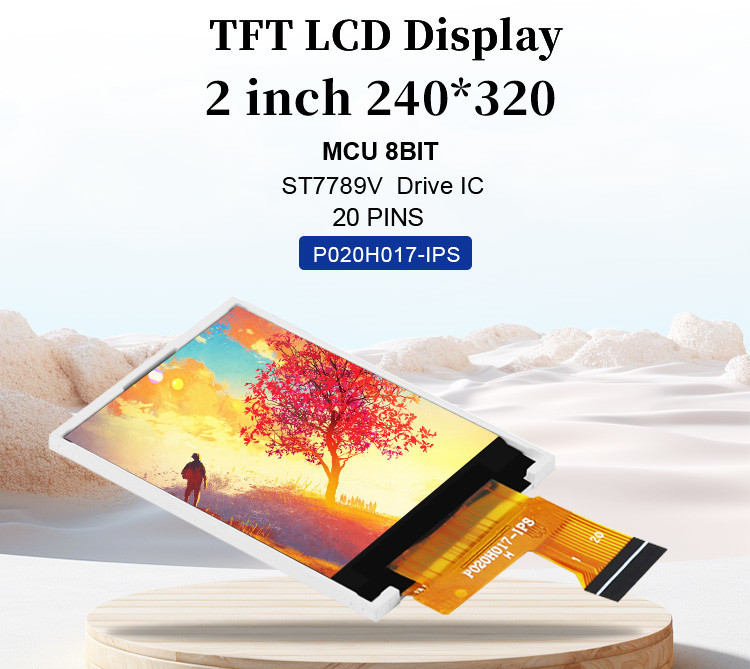 Polcd MCU 8 BIT Màn hình Tft 2 inch Màn hình LCD IPS TFT 30,6mm