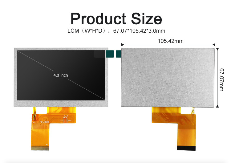 Polcd ST7262E43 Màn hình LCD Tft nhỏ RGB 24 Bit 4,3 inch Tft Lcd 800x480