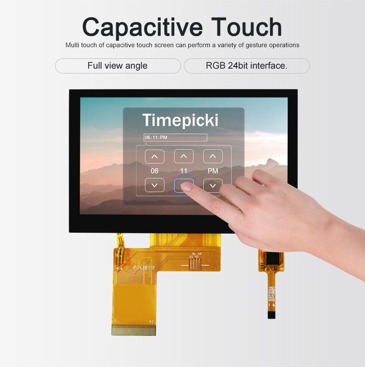Polcd ST7262E43 Màn hình LCD Tft 4,3 inch Bảng điều khiển cảm ứng LCD 280 Nit 800X480