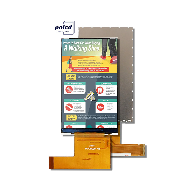 Polcd 4.3 inch TFT LCD Độ phân giải cao 480x800 RGB giao diện IPS Vertical Screen 4.3 