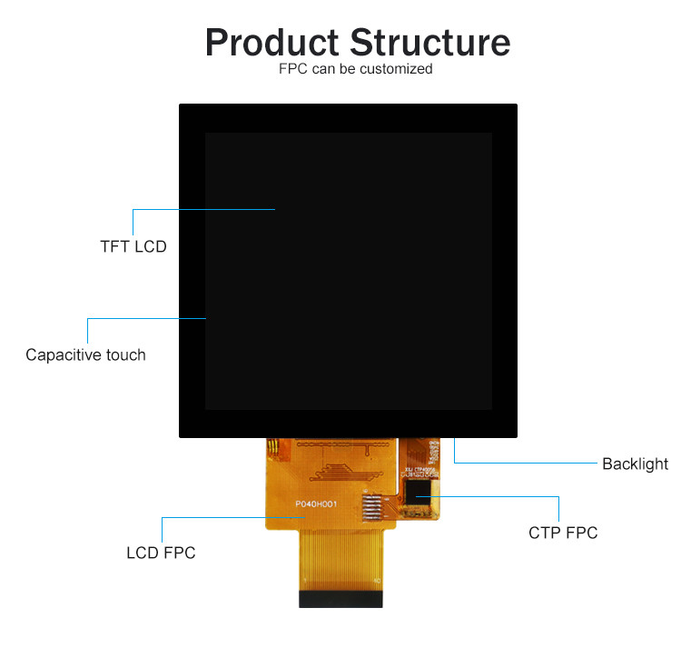 Polcd 4 inch LCD Panel 480*480 IPS LCD Display Độ sáng cao RGB Interface TFT LCD Module