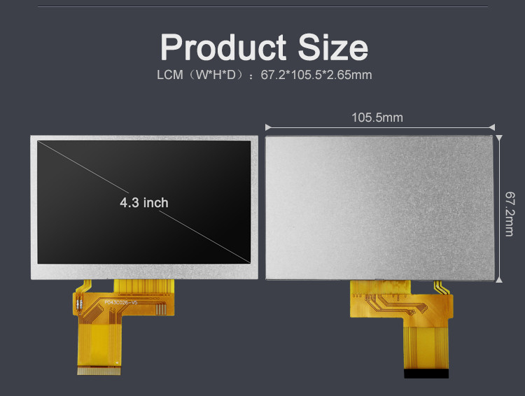 Polcd 4.3 Inch TFT LCD 480x272 Độ phân giải RGB giao diện 4.3 