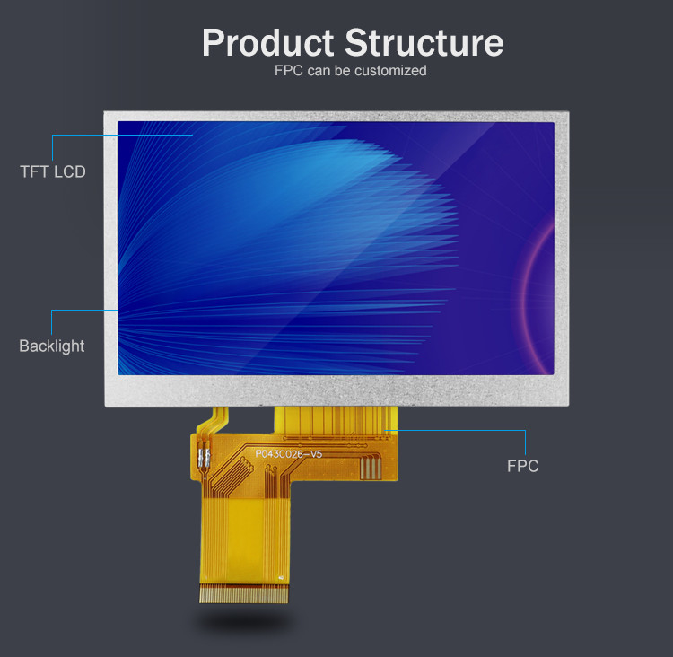 Polcd 4.3 Inch TFT LCD 480x272 Độ phân giải RGB giao diện 4.3 