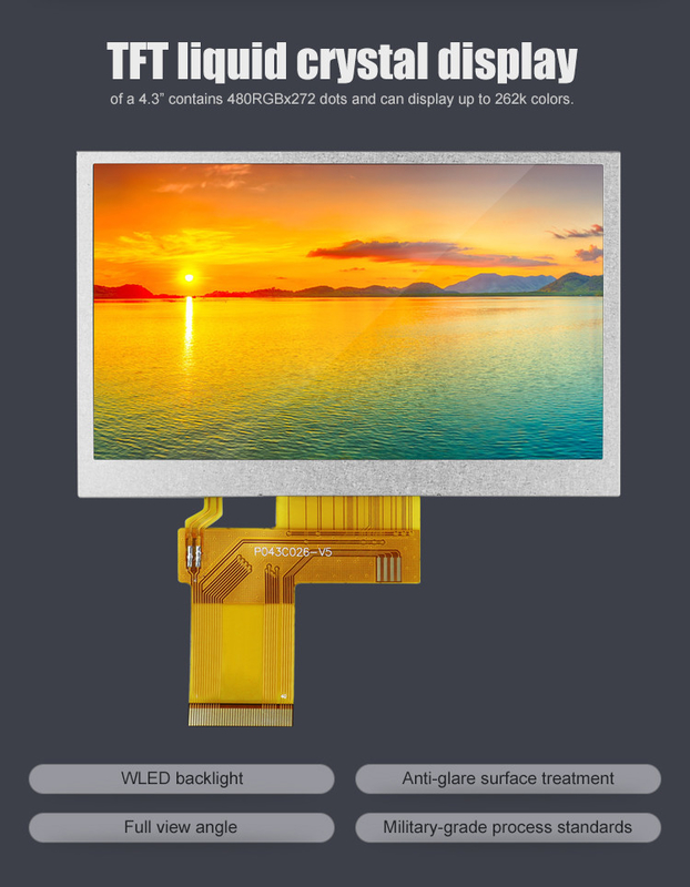 Polcd Custom 4.3 Inch 480 * 272 Màu RGB 8 bit ILI6485 Động cơ 40pin 4.3' TFT LCD Module