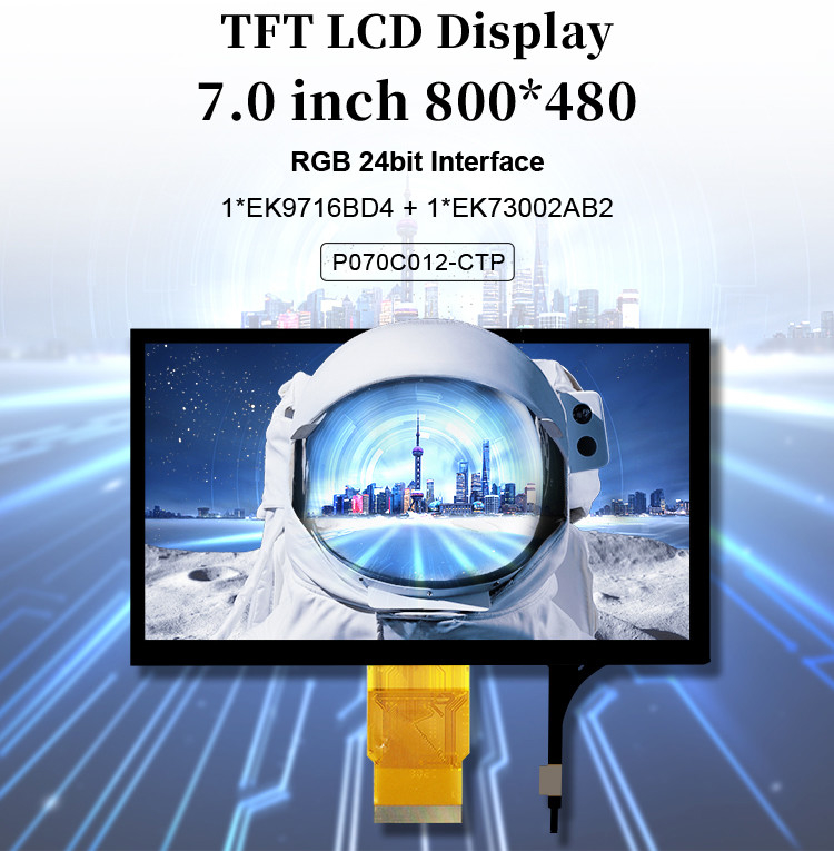 Polcd 7 inch Module LCD kích thước trung bình 800 * 480 Hiệu độ sáng cao Capacitive Touch TFT Display