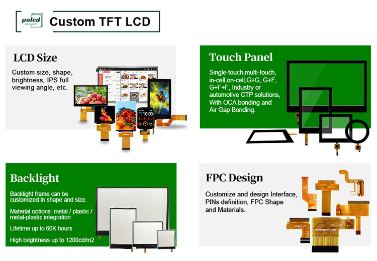Màn hình LCD có đèn nền Polcd 240x320 Led Tft 2,4 inch LCM 260 Nit Độ sáng Lcm