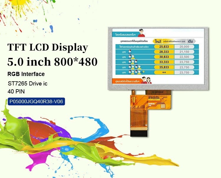 Polcd 5 Inch Lcd Screen 800x480 Độ phân giải ST7262 Driver IC RGB Interface TFT Display