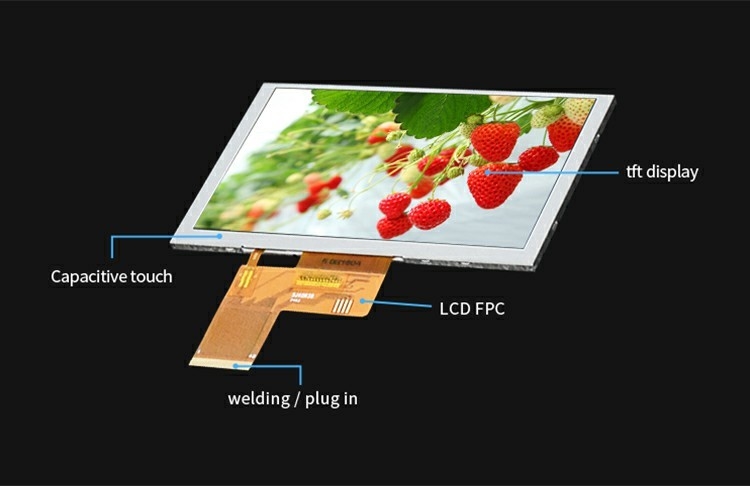 Polcd 5.0 Inch TFT LCD Panel 800 * 480 Độ phân giải 500nits RGB Interface 5 
