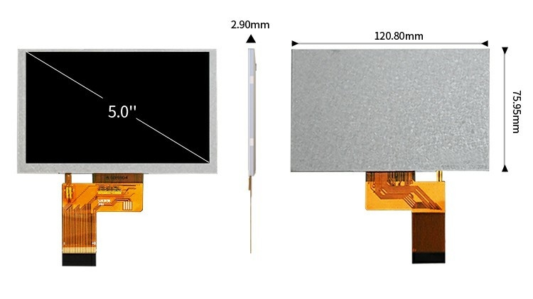Polcd 5.0 Inch TFT LCD Panel 800 * 480 Độ phân giải 500nits RGB Interface 5 