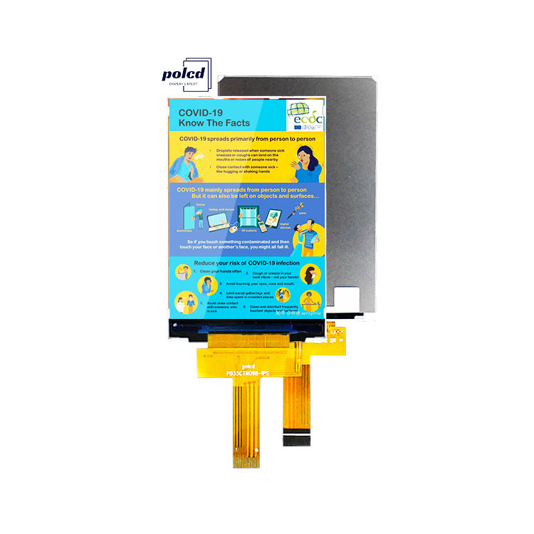 Polcd 3.5 Inch IPS TFT LCD 320 * 480 Ili9488 Động cơ Ic 600: 1 Tỷ lệ tương phản LCD