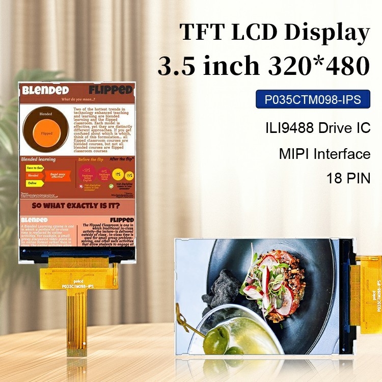 Polcd 3.5 Inch 320x480 Độ phân giải 350nits Mipi Interface ili9488 IC Vertical Type 3.5'' TFT LCD Display Module