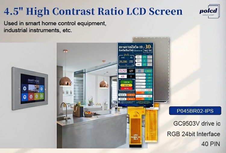 Polcd LCD Nhà sản xuất 4.5 inch 480x854 Gc9503v Rgb giao diện Độ sáng cao IPS TFT màn hình bảng hiển thị