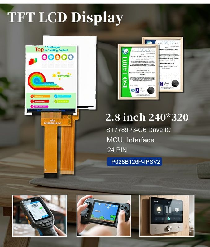 Polcd 2.8 Inch màn hình LCD 240x320 MCU giao diện góc nhìn rộng TFT Transflective LCD Module với ST7789P3-G6