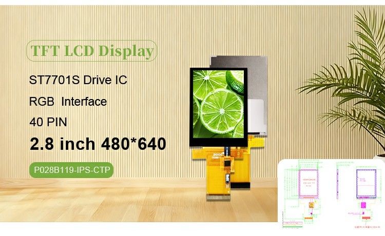 Polcd 2.8 inch 480 * 640 Độ phân giải RGB giao diện Bảng cảm ứng ST7701S LCD TFT Display Module