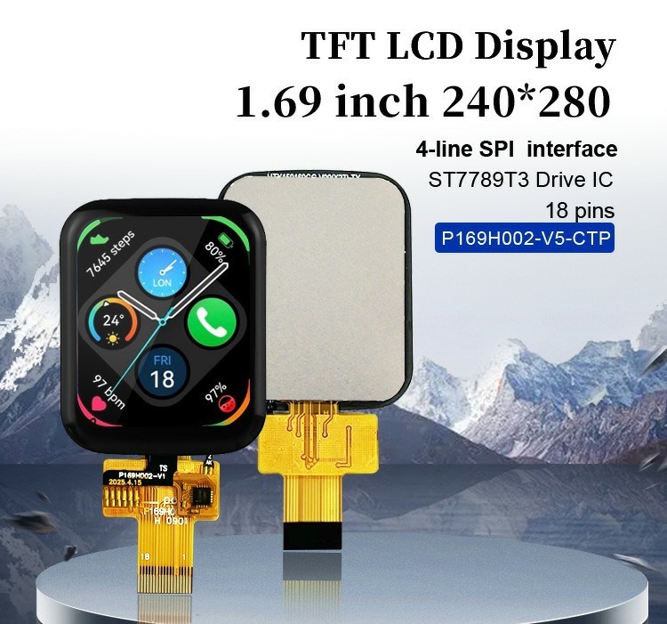 Polcd 1.69 Inch 240x280 TFT Display Module Square LCD Touch Screen Cho Đồng hồ thông minh