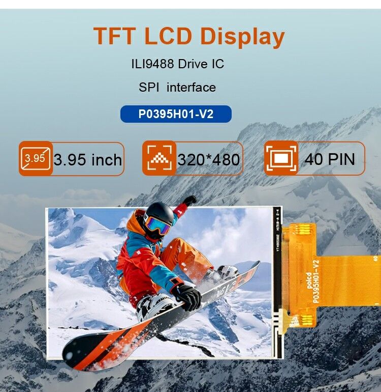 Polcd Custom 3.95 inch 320x480 Ips Tft Lcd RGB giao diện Liquid Crystal Display Module với cảm ứng