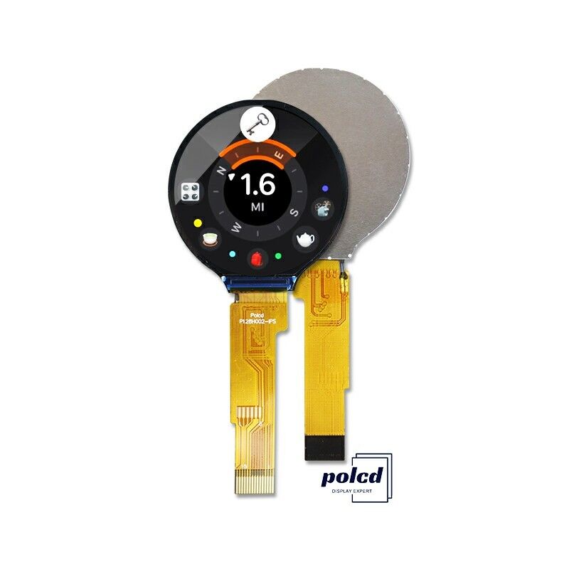 Polcd 1.28 Inch IPS Circular LCD Display 240xRGBx240 Độ phân giải Mô-đun LCD TFT tùy chỉnh cho đồng hồ thông minh
