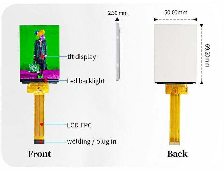 Polcd 2.8 Inch TFT Display 240x320 IPS Màn hình tương phản cao 1200: 1 TFT Panel LCD Module