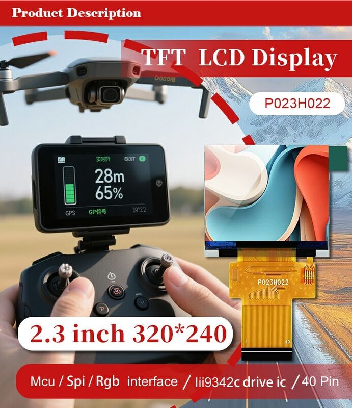 Polcd Đen 320*240 RGB TFT Display 18 Bit Độ sáng cao 2.31 inch LCD Panel