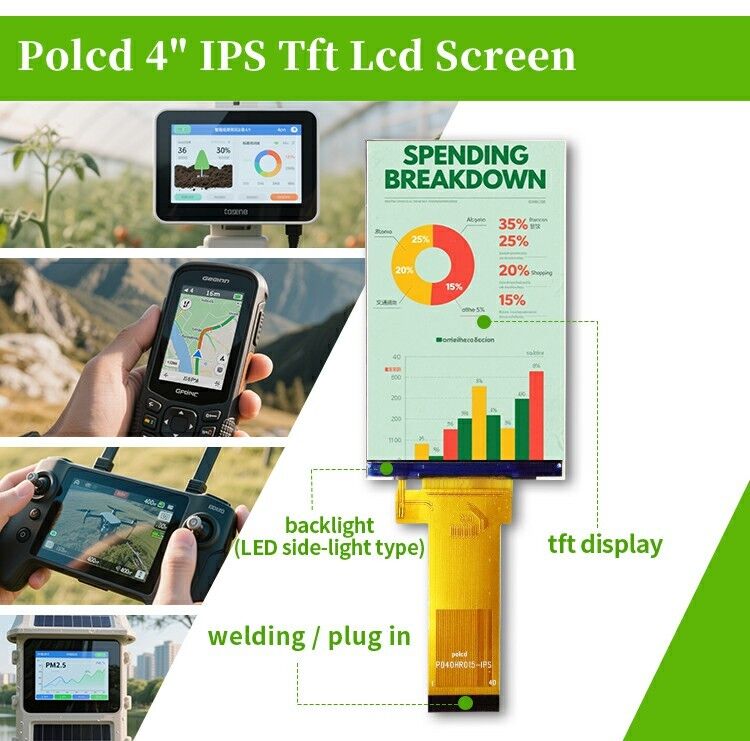 Polcd Custom RGB 24bit Interface 4.0 Inch 480*800 Dots Màn hình màn hình LCD màu nhỏ TFT