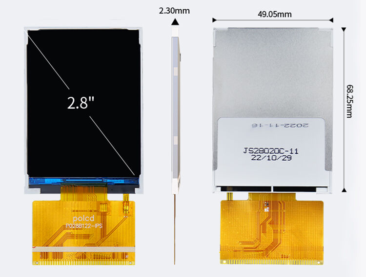 Polcd nhỏ 2,8 inch 240x320 QVGA Độ sáng cao 300nits giao diện SPI IPS màn hình TFT
