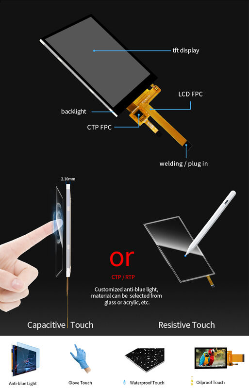 Polcd Qvga 240x320 Độ phân giải 2,4 inch ST7789V3 Touch Screen CTP TFT LCD Display Module