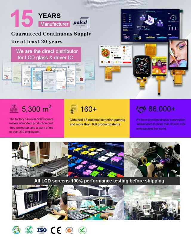 Polcd Custom Industrial 2.8 Inch RGB Display Panel Không thấm nước TFT Capacitive LCD Module với màn hình cảm ứng