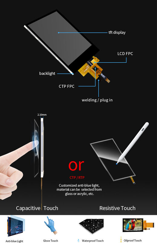 Polcd Custom SPI giao diện 2.8 inch 240x320 Capacitive Touch Screen ST7789 Động cơ TFT màn hình LCD