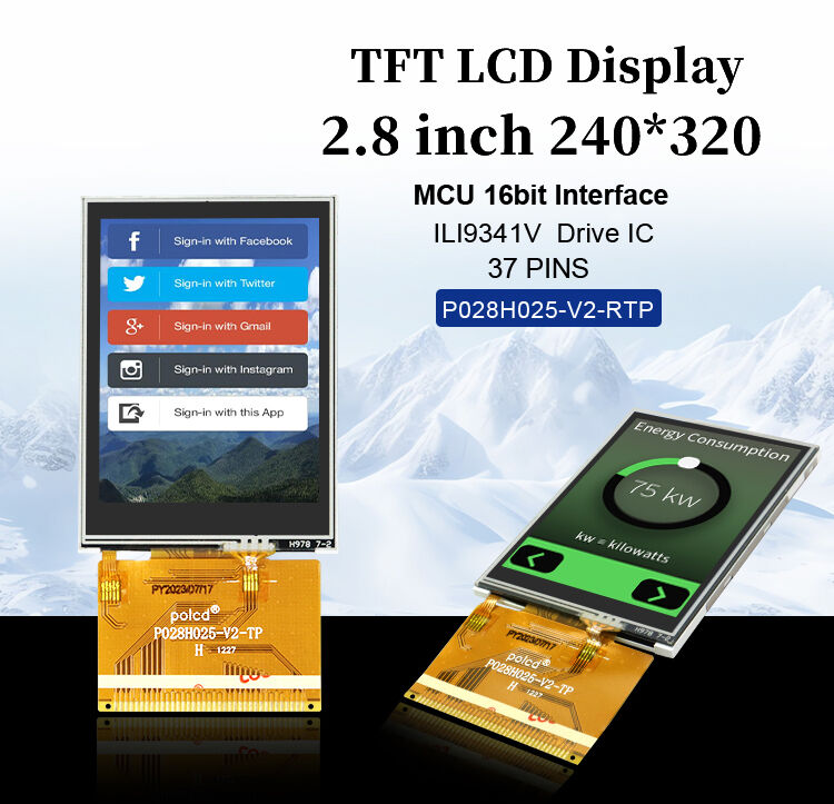 Polcd 240x320 độ phân giải 37 pin TFT LCD ILI9341V ổ đĩa ic Màn hình cảm ứng 2,8 inch
