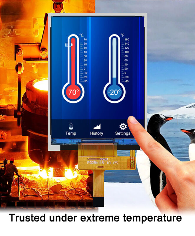 Polcd 2.8 '' TFT LCD tùy chỉnh bảng màu Màn hình 240 * 320 độ phân giải 260 nit IPS màn hình LCD