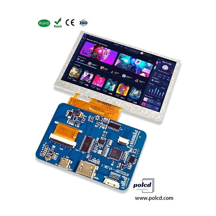 Polcd RTD2281 LCD Driver Board 5 4.3 Inch HDM-I 800x480 Touch Screen TFT Display Module cho Raspberry Pi