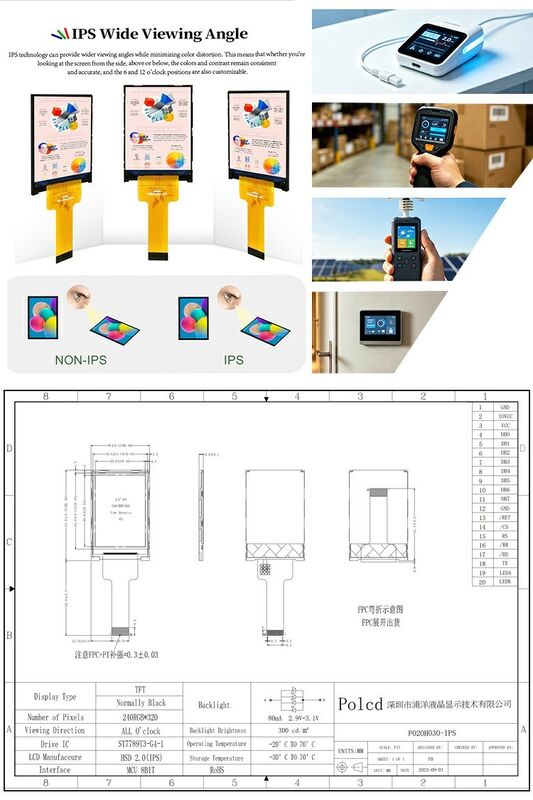 Polcd Liquid Crystal Display 2.0 Inch Mini Full Color ST7789 MCU IPS Full Angle View 240x320 TFT LCD mô-đun