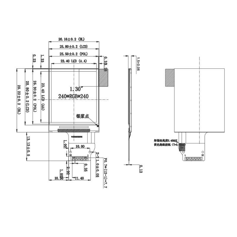 Polcd 1.33 Inch St7789 240 * 240 Ips Màn hình hiển thị Tft 350 Màu Nit 262K